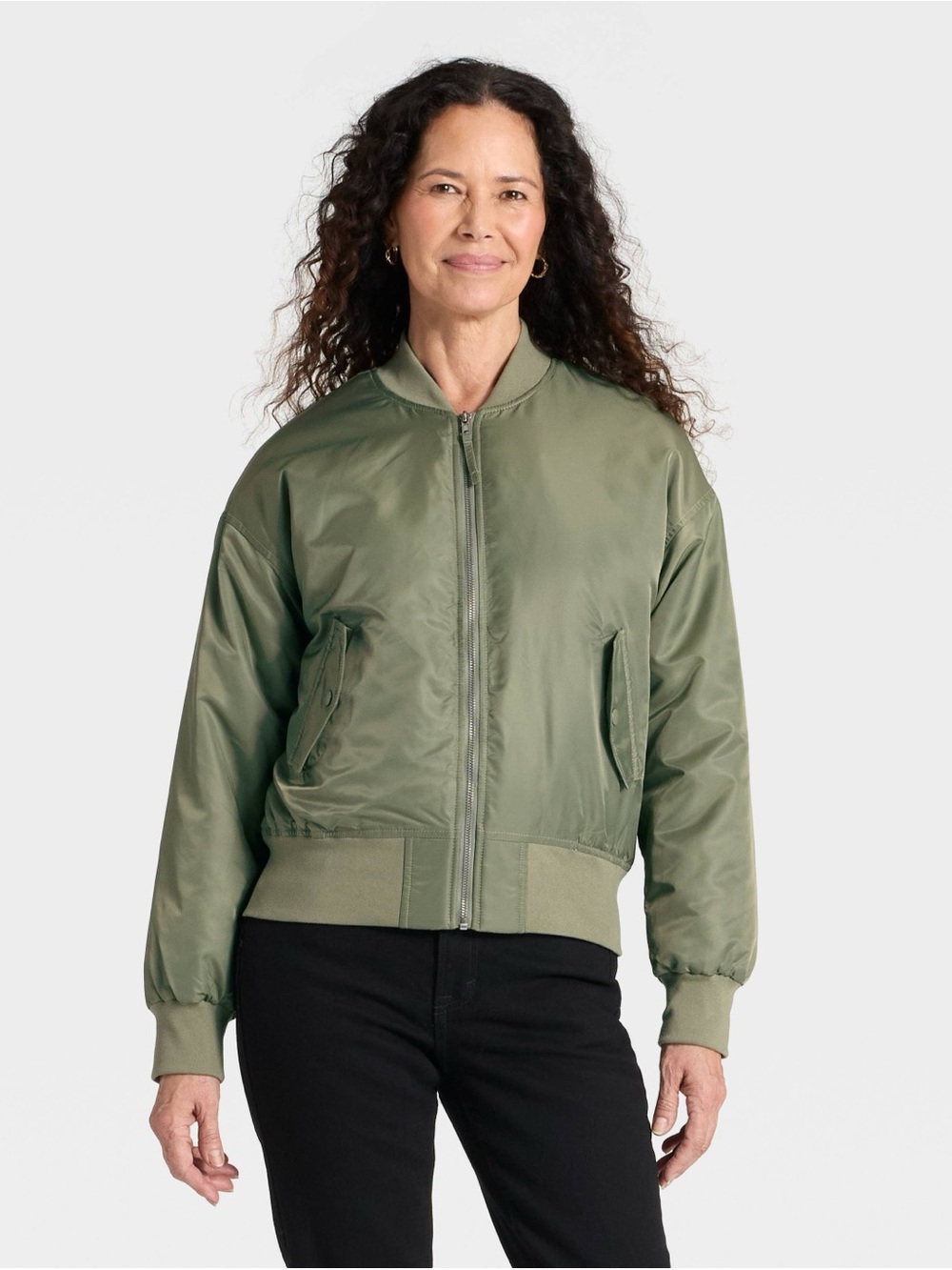 Universal Thread Women’s Medium Olive Green Satin Oversized Bomber Jacket NWT